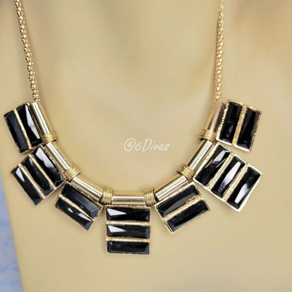 Gold and Black Choker Necklace - Picture 1 of 6
